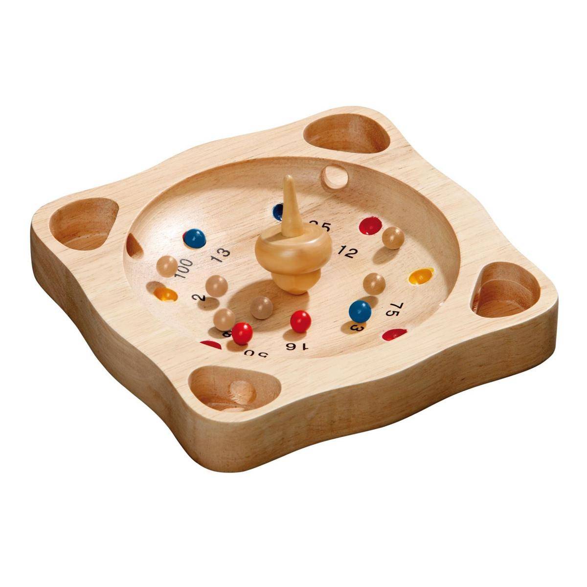 3185 - Tiroler Roulette, klein, Reisespiel, Brettspiel aus Holz, 1-2 Spieler, ab 8 Jahren