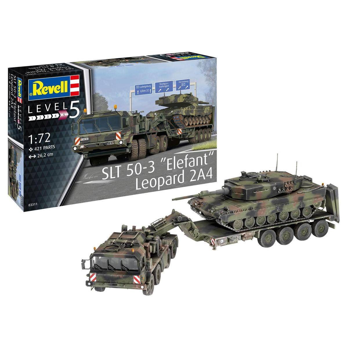 Modellbausatz ,SLT 50-3 "Elefant" + Leopard 2A4, 421 Teile, ab 13 Jahren