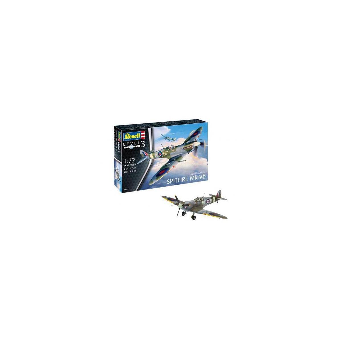 Revell Supermarine Spitfire Mk.Vb, Modellbausatz, 42 Teile, ab 10 Jahre