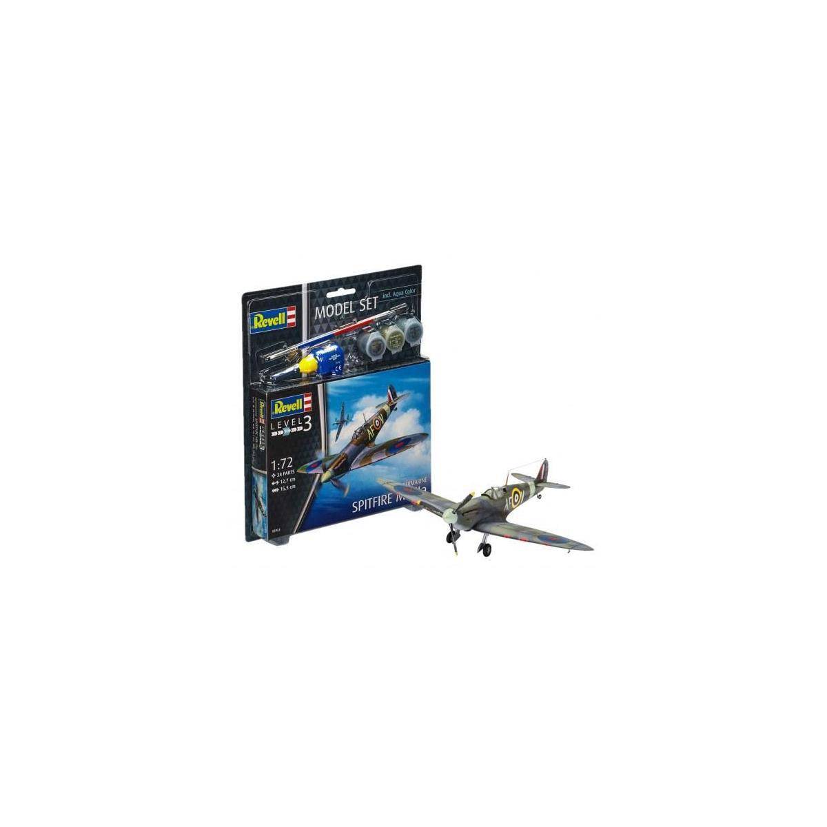Revell Model Set Spitfire Mk.IIa, Modellbausatz mit Basiszubehör, 38 Teile, ab 10 Jahre