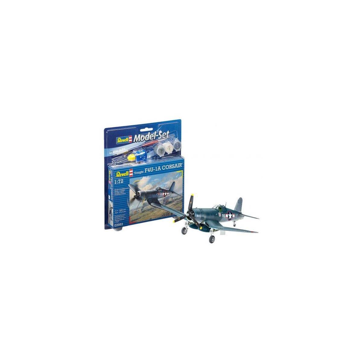Revell Model Set Vought F4U-1D Corsair, Modellbausatz mit Basiszubehör, 63 Teile, ab 10 Jahre