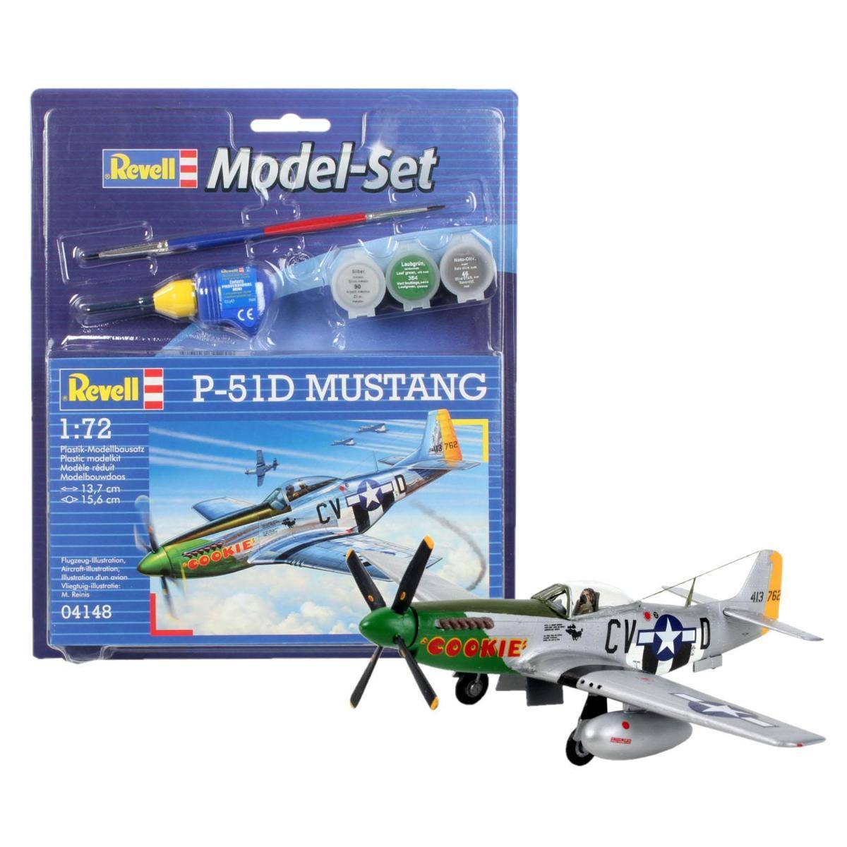 Modellbausatz mit Basiszubehör P-51D Mustang, 34 Teile, ab 10 Jahren