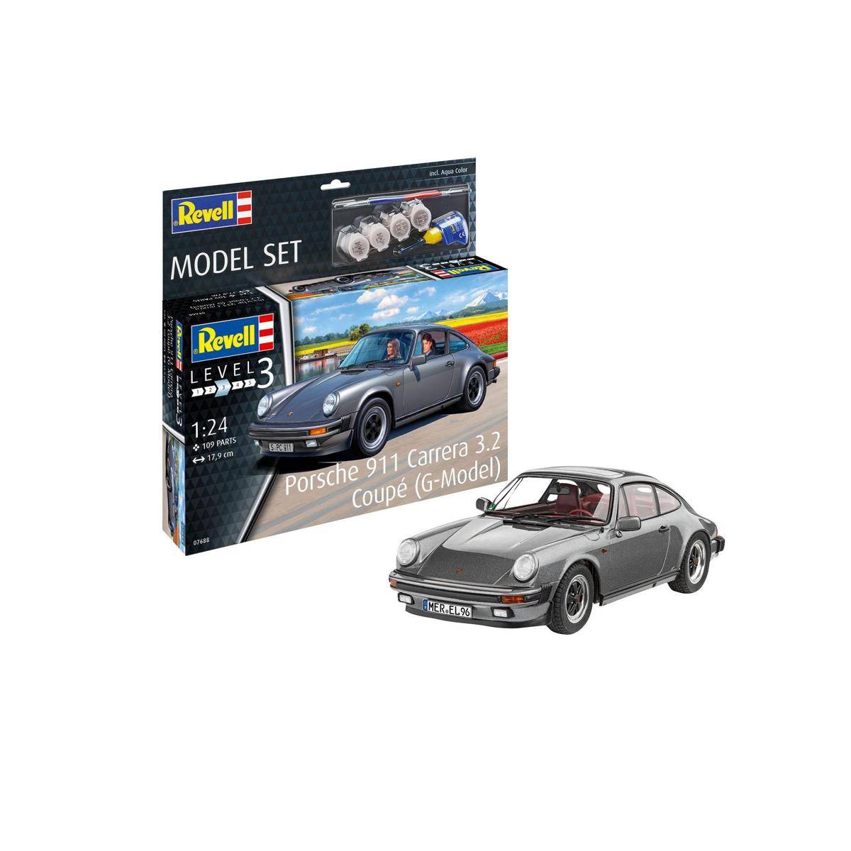 67688 - Modellbausatz mit Basiszubehör Porsche 911 Carrera 3.2 Coupé, 109 Teile, ab 10 Jahren