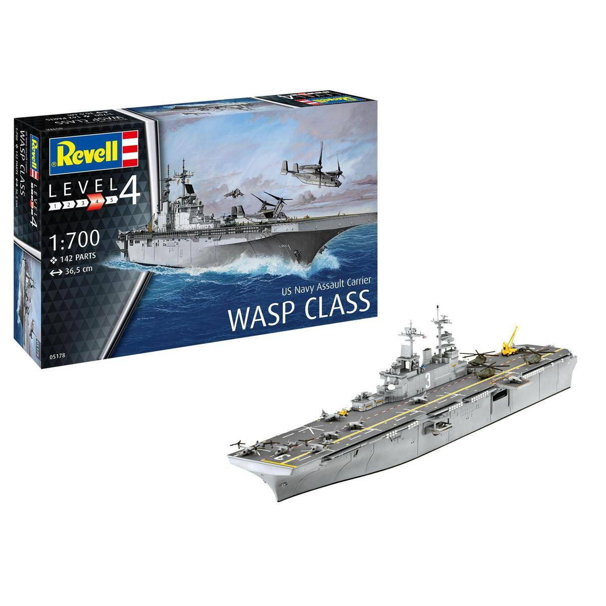 Modellbausatz, US Navy Assault Carrier WASP Class, 142 Teile, ab 12 Jahren