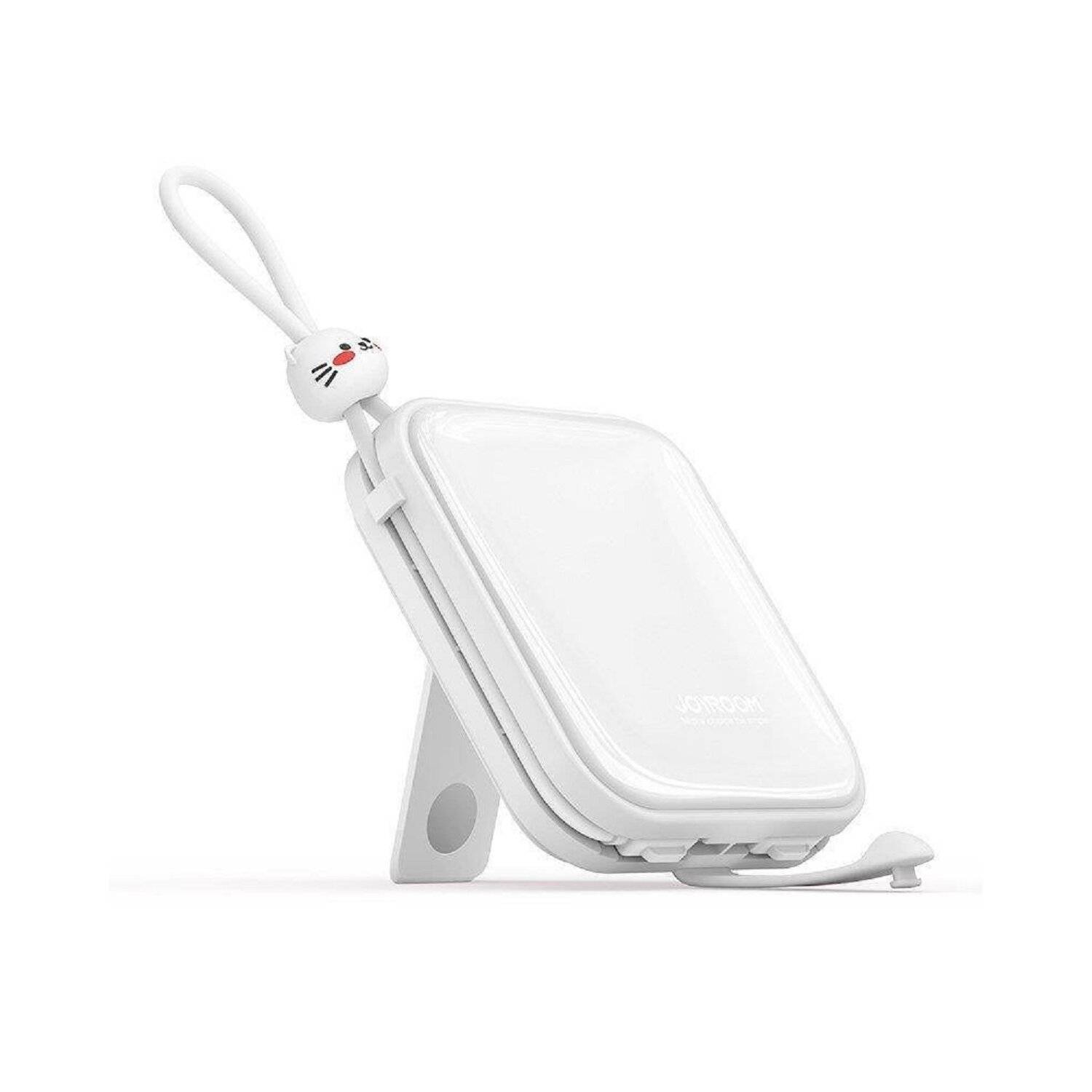 Joyroom Powerbank mit USB-C- und iPhone Kabel und Ständer Cutie Series 10000mAh 22,5W (JR-L008) Weiß