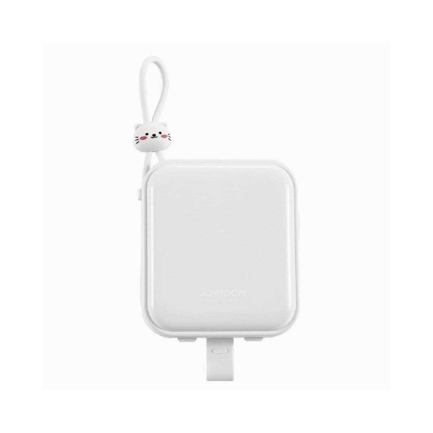 Joyroom Powerbank mit USB-C- und iPhone Kabel und Ständer Cutie Series 10000mAh 22,5W (JR-L008) Weiß