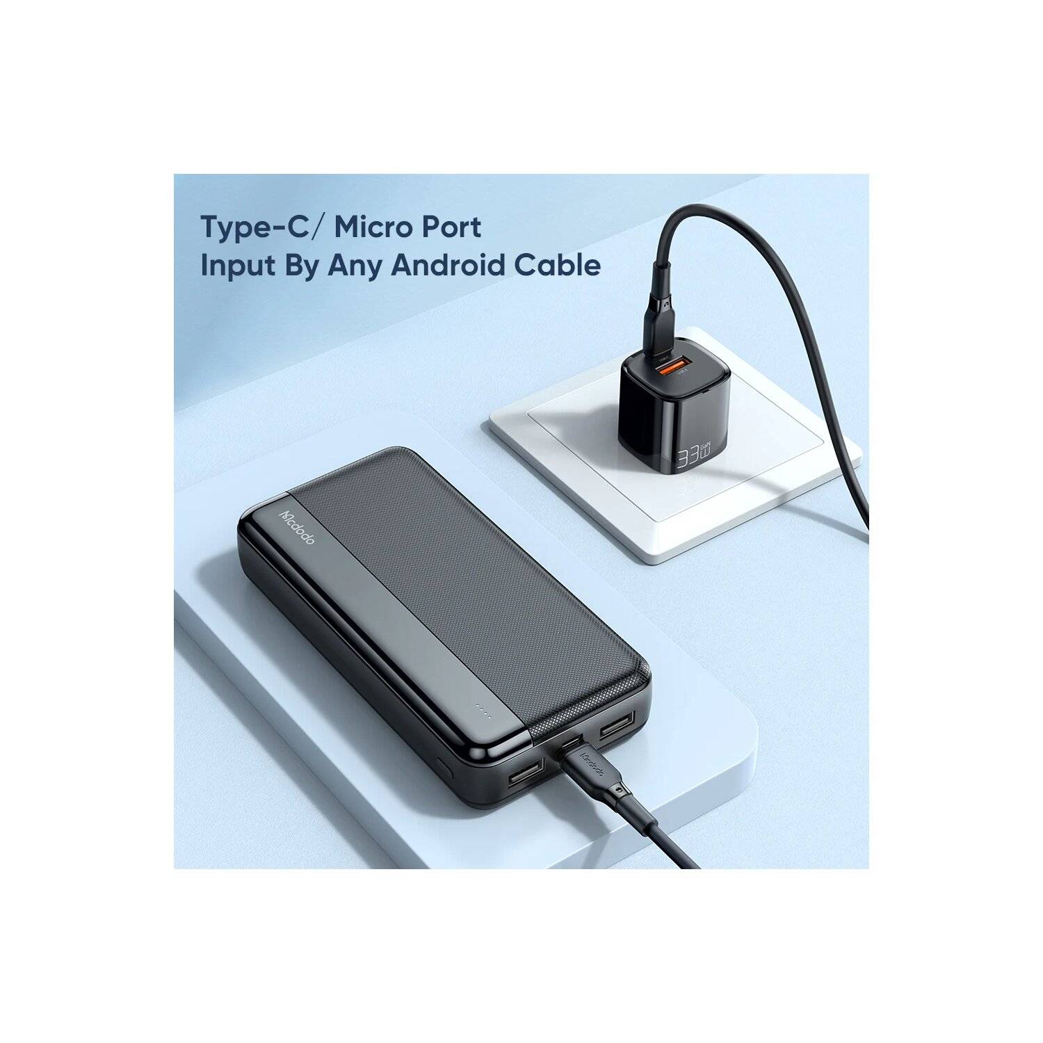 Powerbank 20000mAh Extrem Hohe Kapazität, Externer Akku mit 2 Output USB Schnellladung