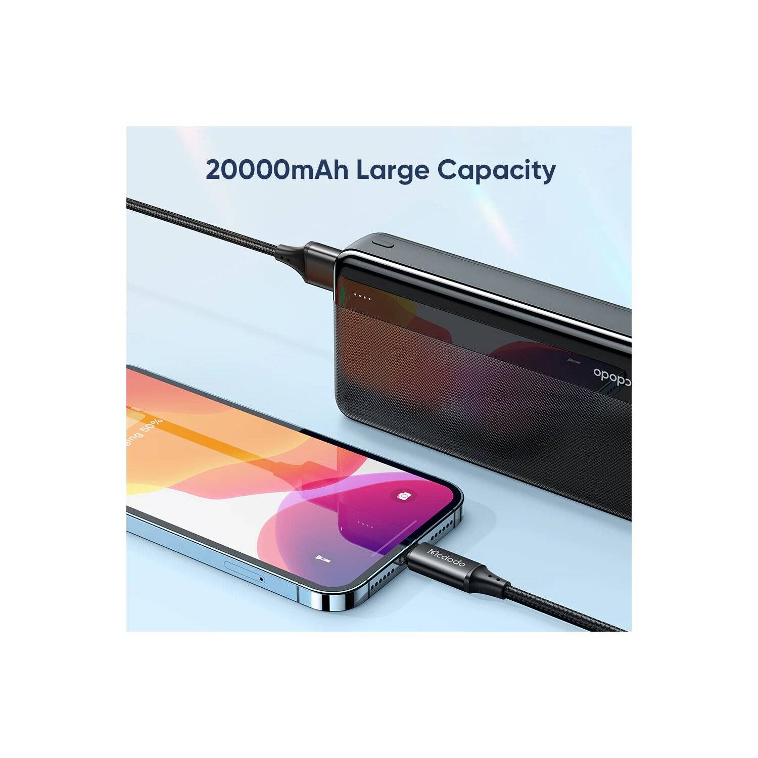 Powerbank 20000mAh Extrem Hohe Kapazität, Externer Akku mit 2 Output USB Schnellladung