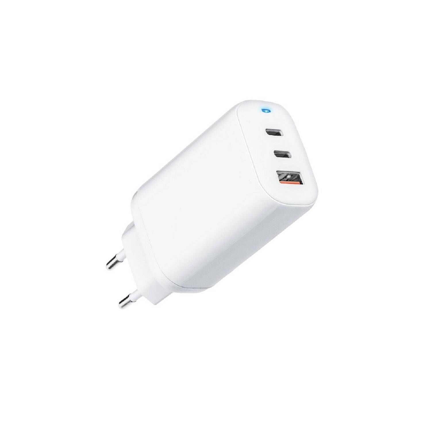 Forcell Reiseladegerät GaN 65W mit 2x USB Typ C Buchse, 1x USB A - 3A mit PD und Quick Charge 4.0 Funktion