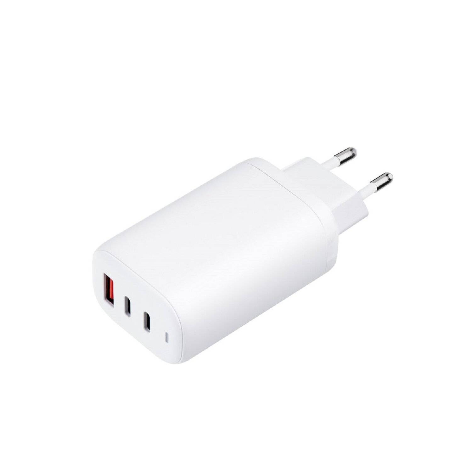 Forcell Reiseladegerät GaN 65W mit 2x USB Typ C Buchse, 1x USB A - 3A mit PD und Quick Charge 4.0 Funktion