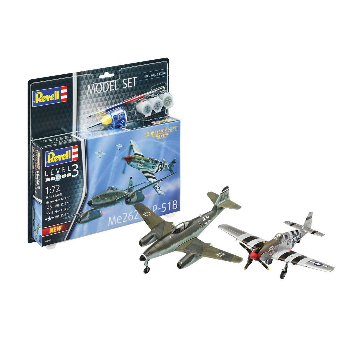 Modellbausatz mit Basisz., Combat Set Me262 & P-51B Mustang, 111 T., ab 10 J.