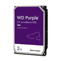 WD Purple 2TB 3,5-Zoll-Überwachungsfestplatte von Western Digital auf weißem Hintergrund.
