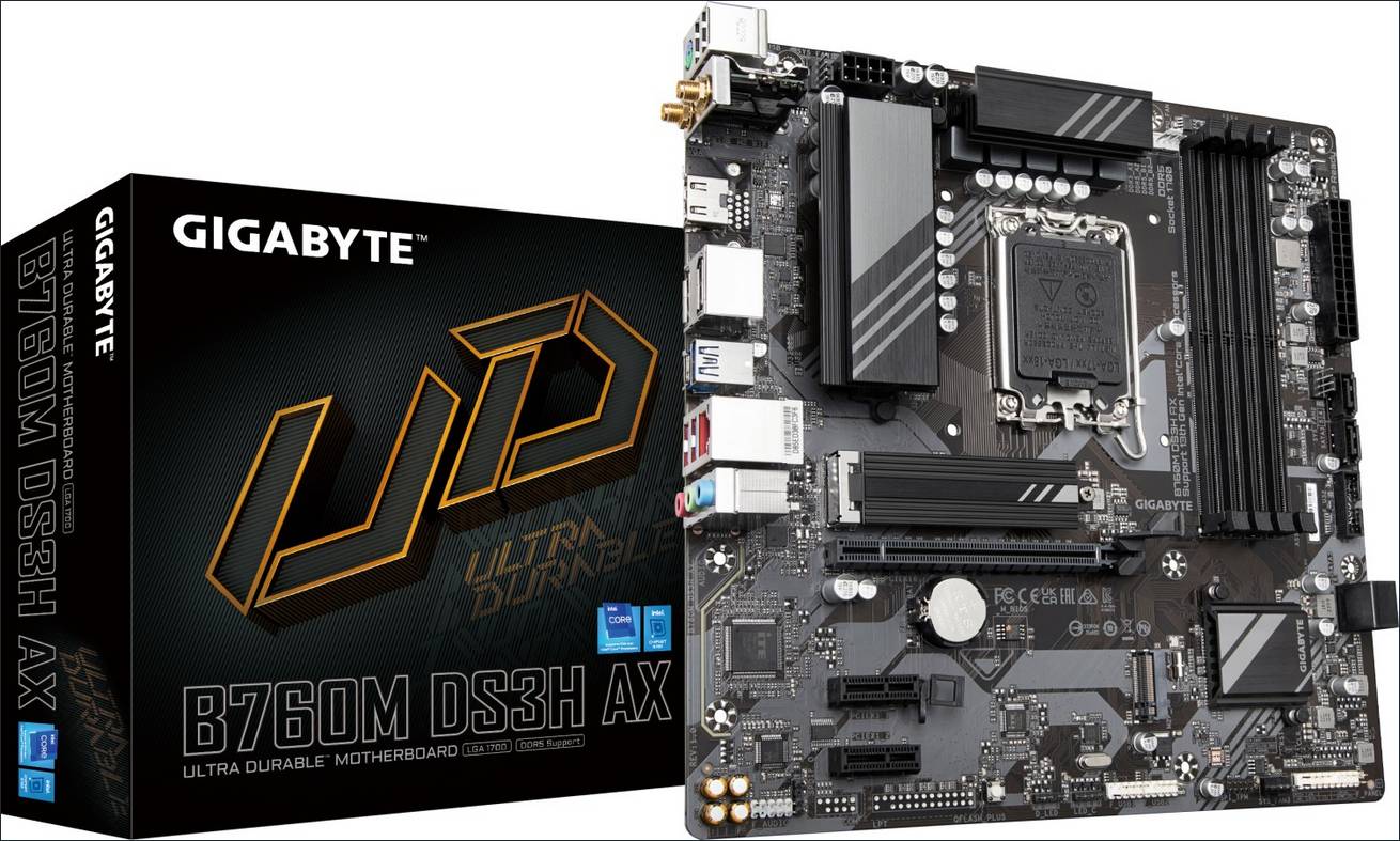 Gigabyte B760M DS3H AX - 1.X - Motherboard - micro ATX - LGA1700-Sockel - B760 Chipsatz - USB-C 3.2 Gen2, USB 3.2 Gen 1