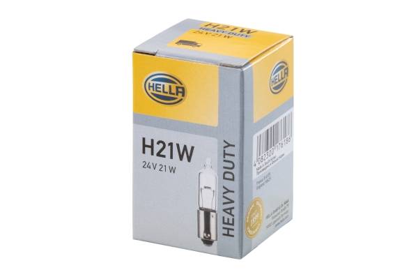 HELLA 8GH 008 417-012 Glühlampe - H21W - Heavy Duty - 24V - 21W - Sockelausführung: BAY9s - Schachte