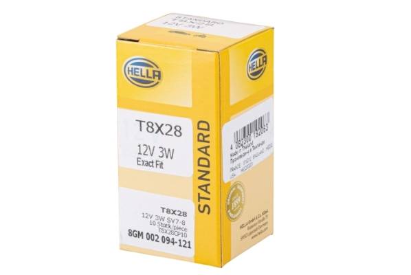 HELLA 8GM 002 094-121 Glühlampe - M - Standard - 12V - 3W - Sockelausführung: SV7-8 - Schachtel - Me