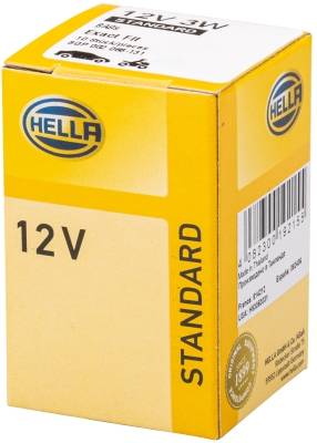 HELLA 8GP 002 068-131 Glühlampe - H - Standard - 12V - 3W - Sockelausführung: BA9s - Schachtel - Men