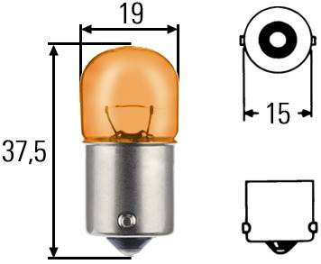 HELLA 8GA 002 071-051 Glühlampe - RY10W - Standard - 12V - 10W - Sockelausführung: BAU15s - Schachte