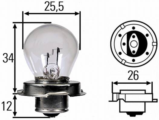 HELLA 8GA 008 899-061 Glühlampe - S3 - Standard - 6V - 15W - Sockelausführung: P26s - Schachtel - Me