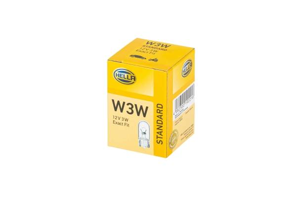 HELLA 8GP 003 594-141 Glühlampe - W3W - Standard - 12V - 3W - Sockelausführung: W2,1x9,5d - Schachte