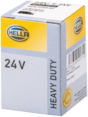HELLA 8GA 007 997-261 Glühlampe - Sockelglühlampe - Heavy Duty - 24V - 1,2W - Sockelausführung: BX8.