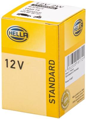 HELLA 8GA 007 997-001 Glühlampe - Sockelglühlampe - Standard - 12V - 2W - Sockelausführung: B8.3d -