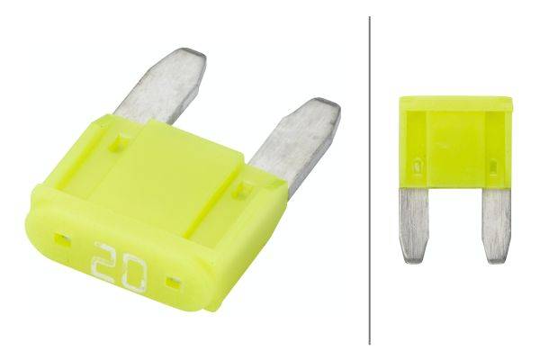 HELLA 8JS 728 596-232 Sicherung - Mini-Flachstecksicherung - mit LED - 20A - 12V - gelb - Menge: 10