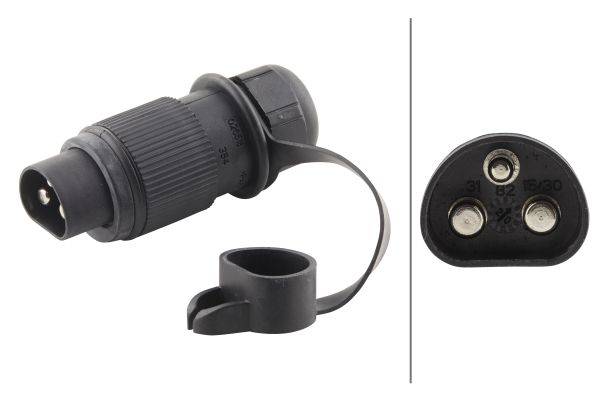 HELLA 8JA 002 263-011 Stecker - 3-polig - Stecker: Flachstecker - schwarz