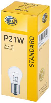 HELLA 8GA 002 073-061 Glühlampe - P21W - Standard - 6V - 21W - Schachtel - Menge: 10