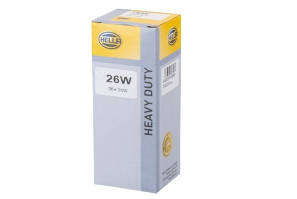 HELLA 8GA 002 072-331 Glühlampe - Sockelglühlampe - Heavy Duty - 28V - 26W - Sockelausführung: BA15D