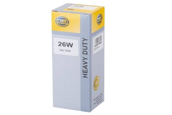 HELLA 8GA 002 072-321 Glühlampe - Sockelglühlampe - Heavy Duty - 28V - 26W - Sockelausführung: BA15S