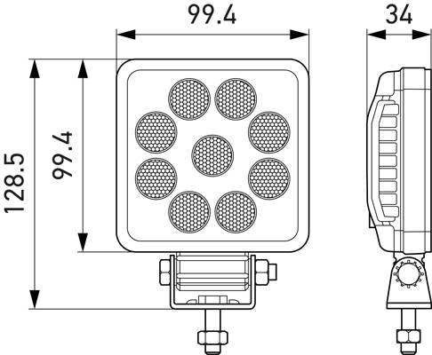 HELLA 1GA 357 114-002 LED-Arbeitsscheinwerfer - Valuefit PS1000 - 12/24V - eckig - 1000lm - Anbau/ge