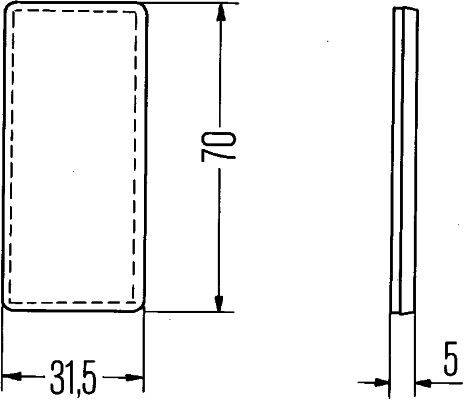 HELLA 8RA 004 412-011 Rückstrahler - Lichtscheibenfarbe: weiß - geklebt