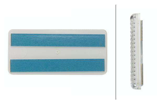 HELLA 8RA 003 326-051 Rückstrahler - Lichtscheibenfarbe: weiß - geklebt