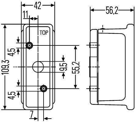 HELLA 2XS 007 841-021 Umrissleuchte - Rear-Logic - 12/24V - Anbau/geschraubt - Lichtscheibenfarbe: g
