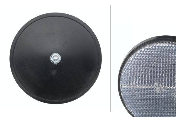 HELLA 8RA 002 016-101 Rückstrahler - Lichtscheibenfarbe: weiß - rund - Anbau/geschraubt - vorne