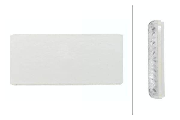 HELLA 8RA 004 412-011 Rückstrahler - Lichtscheibenfarbe: weiß - geklebt
