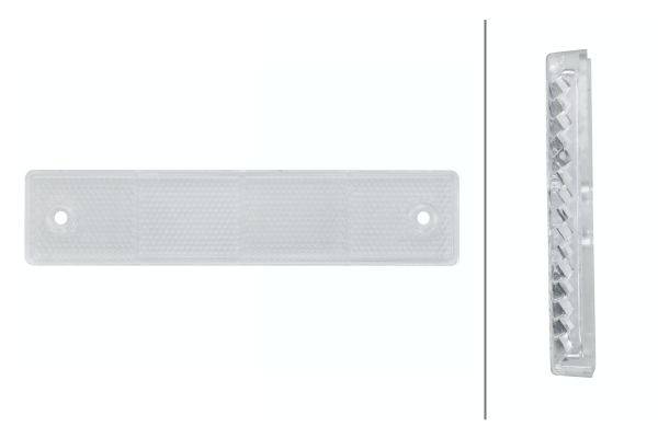 HELLA 8RA 002 023-011 Rückstrahler - Lichtscheibenfarbe: weiß - eckig - Anbau/geschraubt - vorne