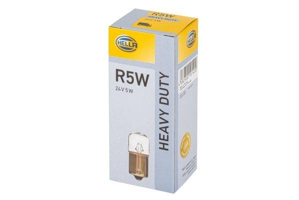 HELLA 8GA 002 071-241 Glühlampe - R5W - Heavy Duty - 24V - 5W - Sockelausführung: BA15s - Schachtel