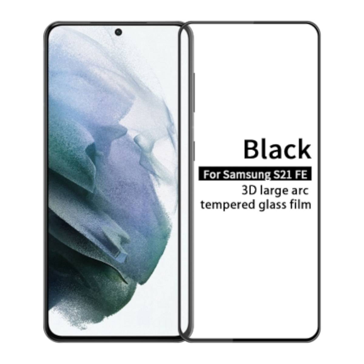 Für Samsung Galaxy S21 FE G990B 2x 3D Premium 0,3 mm H9 Hart Glas Schwarz Folie Schutz Hülle Neu