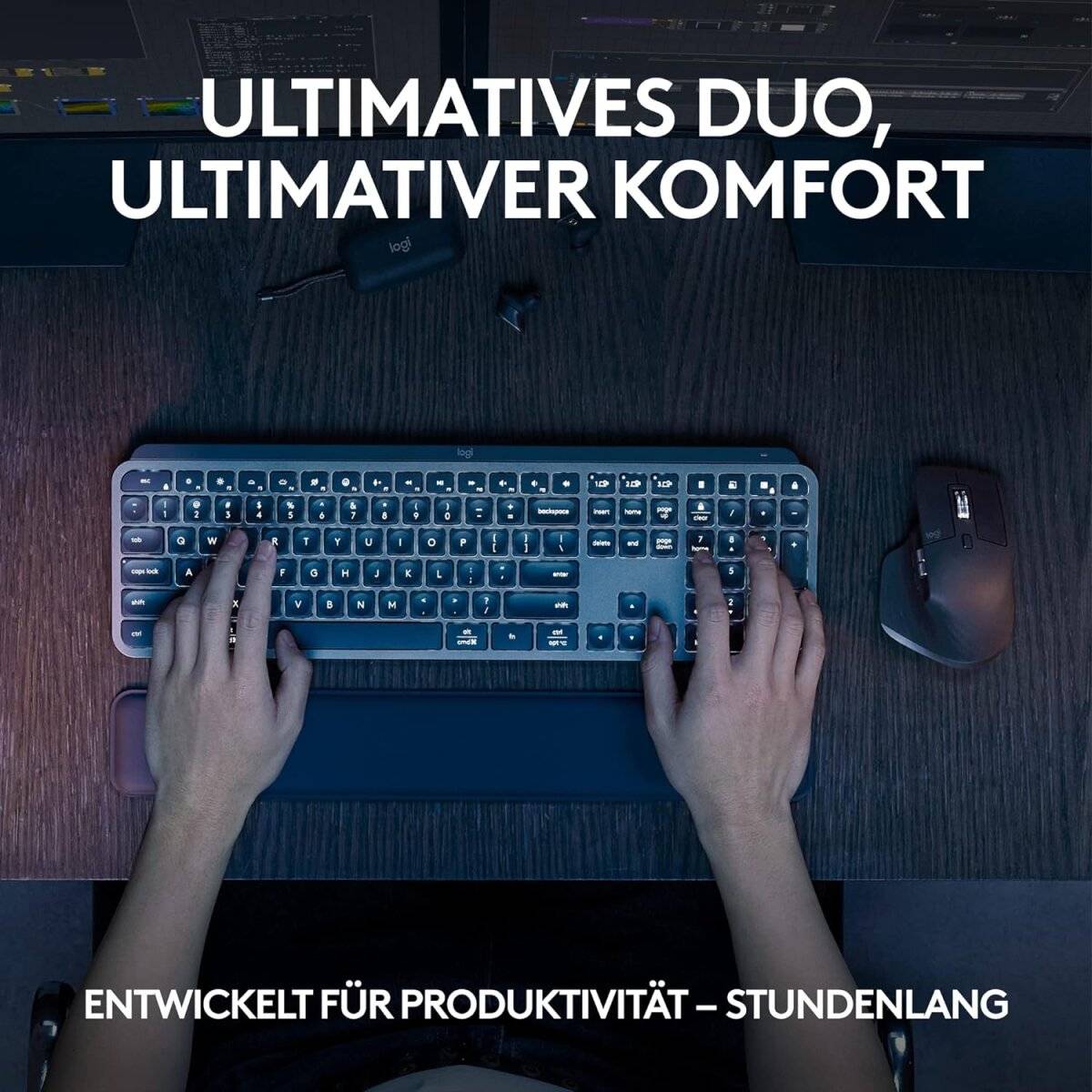 Logitech Präzisionstastatur Tastatur-Maus Set MX Keys S, Wireless, Bluetooth