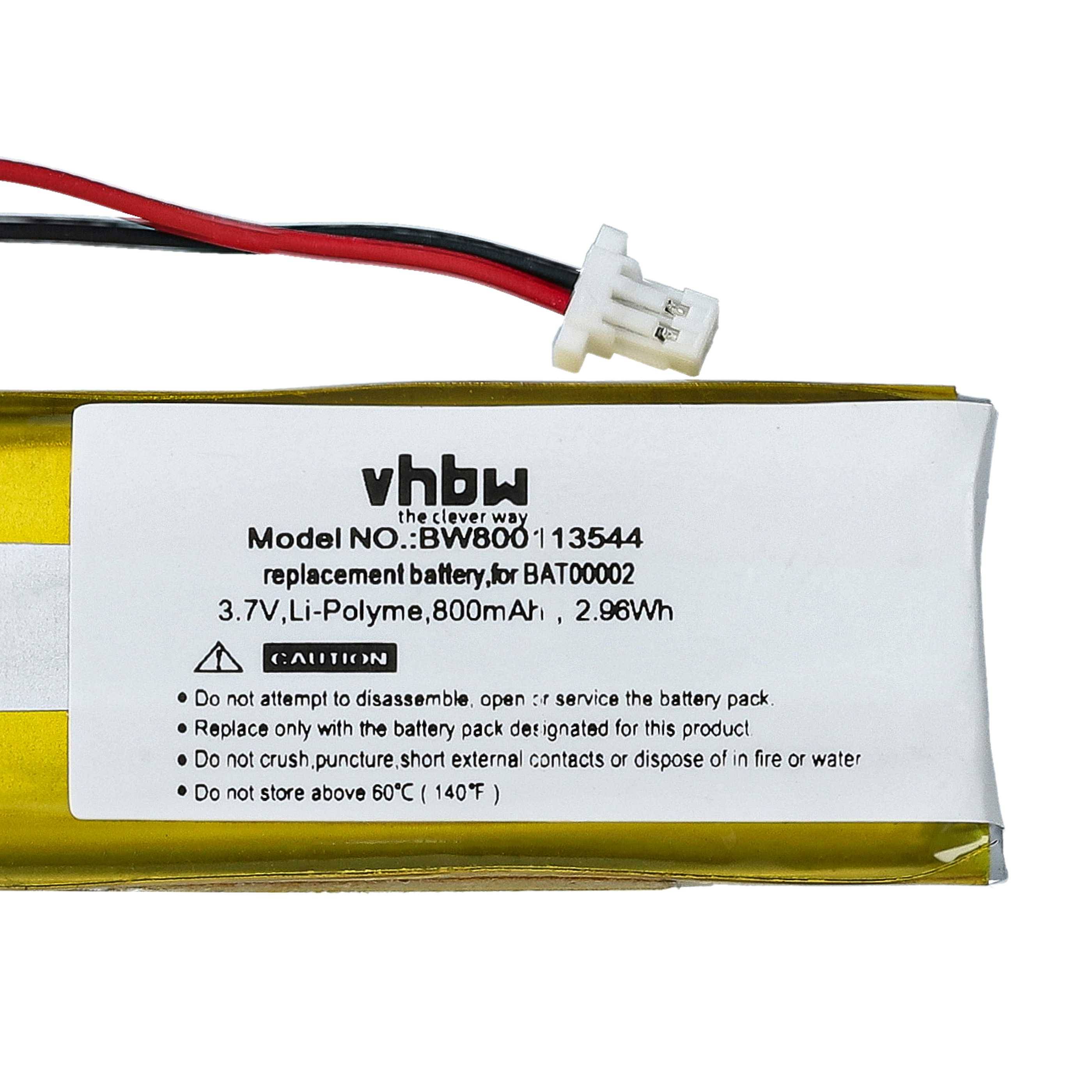 vhbw 2x Akku Ersatz für BAT00002, WW452050-2P, ZN452050PC-1S2P für GPS Navigation Navi (800 mAh, 3,7 V, Li-Polymer)
