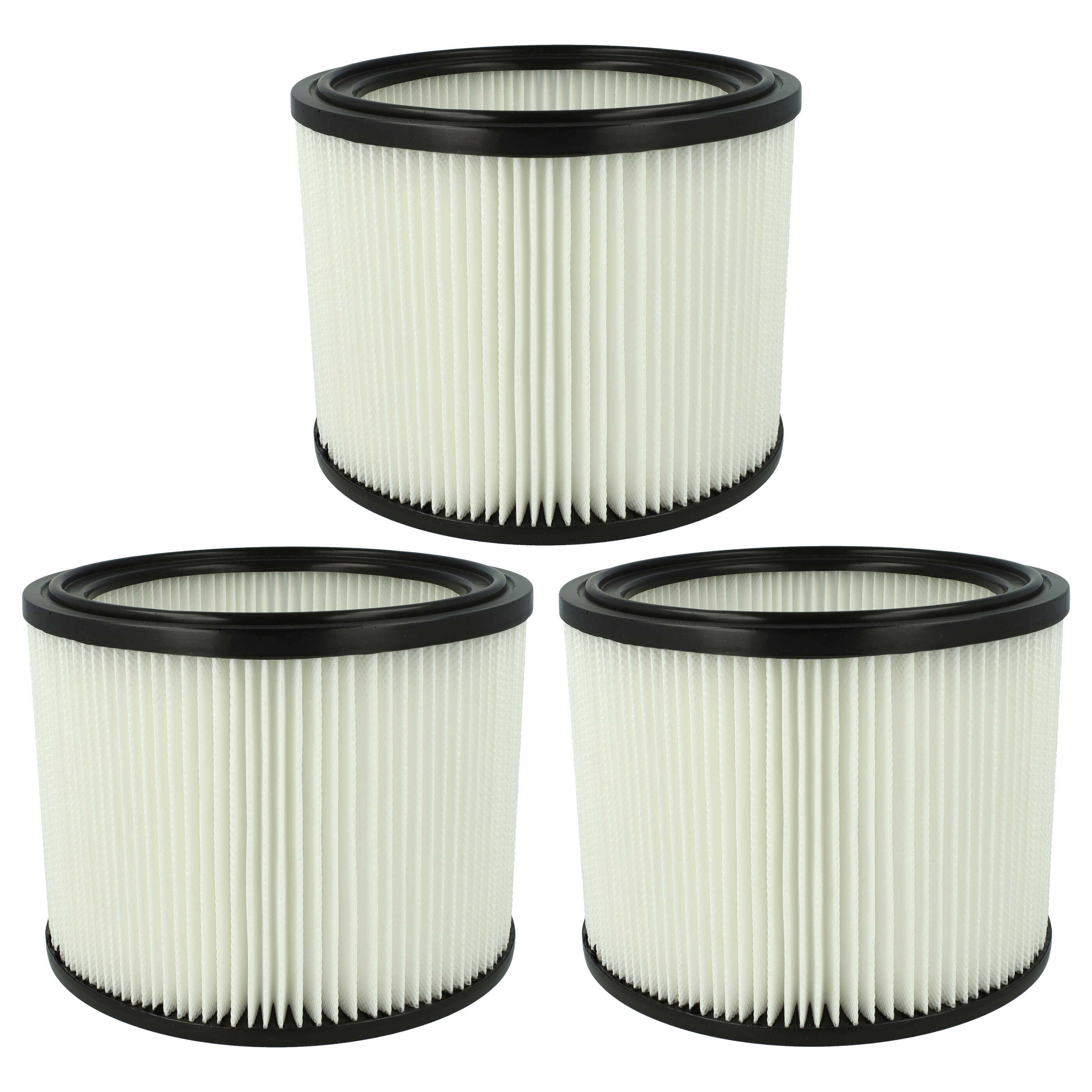 vhbw 3x Filterelement kompatibel mit Flex VCE 26 L MC, VC 26 L MC Nass-/Trockensauger - Feinstaubfilter, Papier / Gummi
