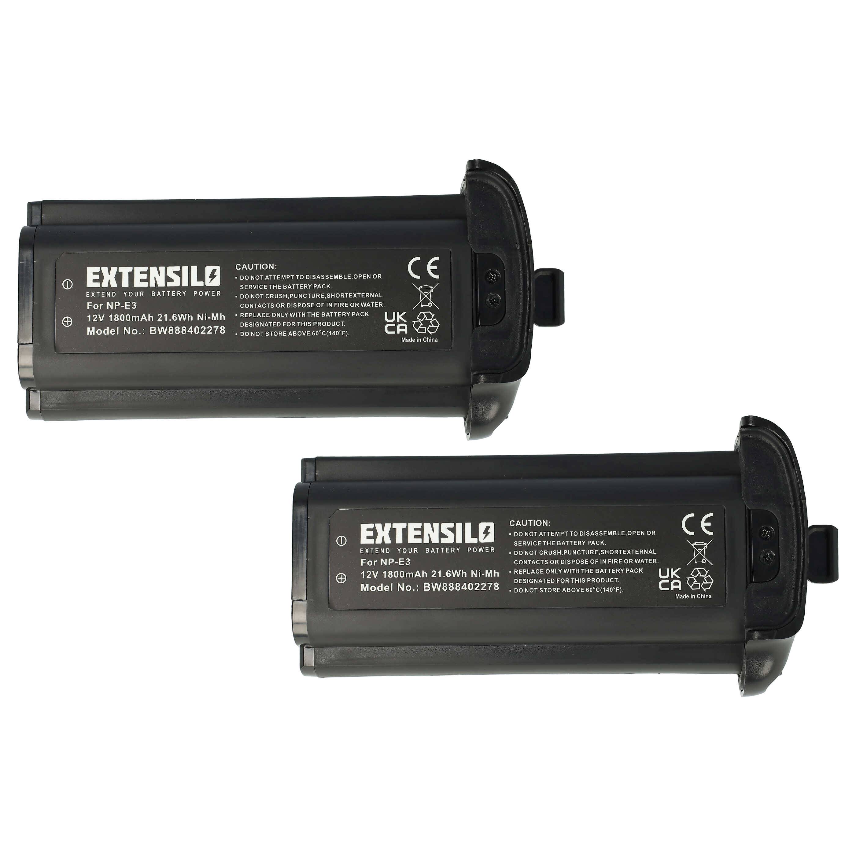 EXTENSILO 2x Akku kompatibel mit Canon EOS 1Ds Mark II, 1D Mark II N, 1D, 1D Mark II, 1Ds Kamera (1800 mAh, 12 V, NiMH)