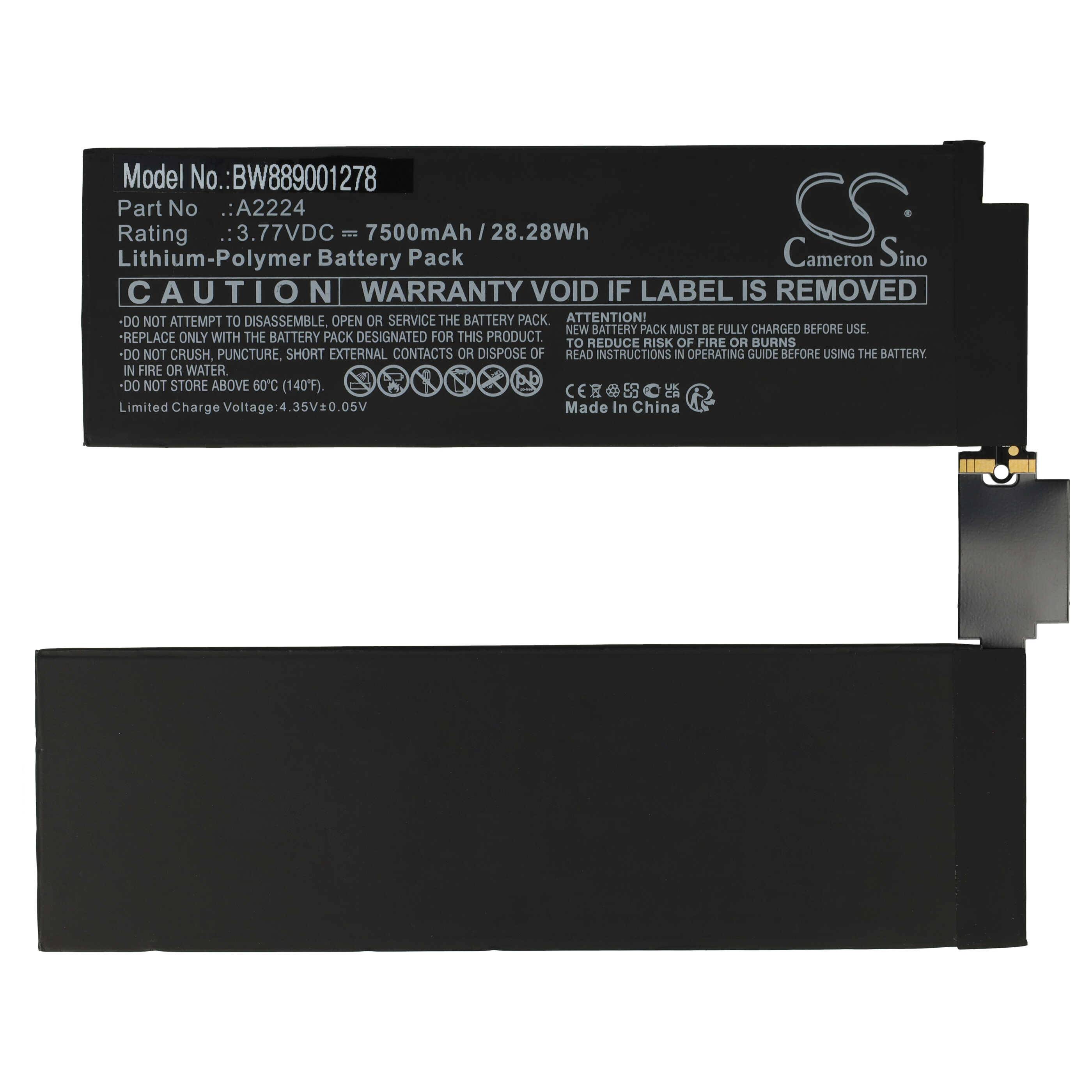 vhbw Akku kompatibel mit Apple iPad Pro 11 2 A2231, A2230, A2228, A2068 Tablet Pad (7500 mAh, 3,77 V, Li-Polymer)