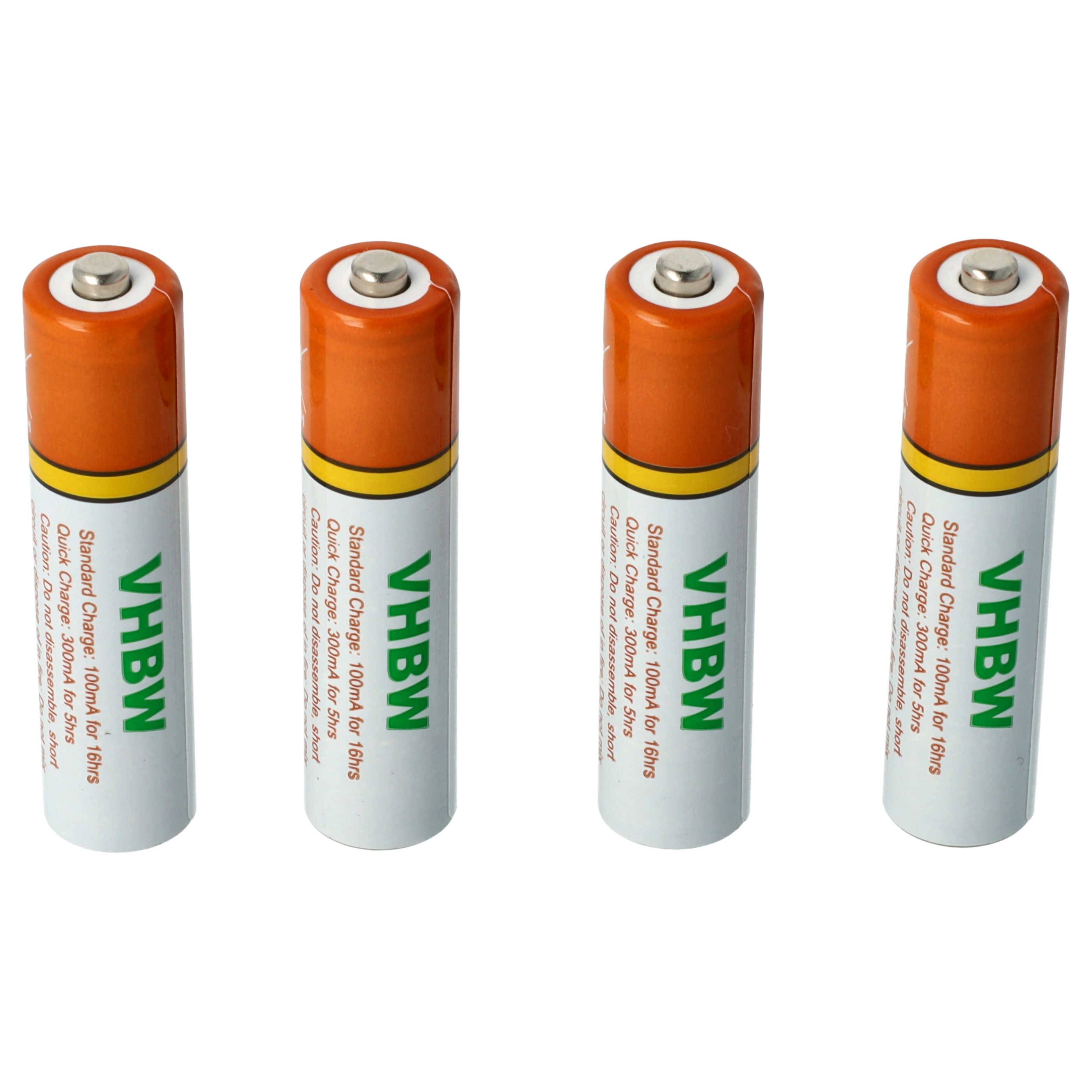 vhbw 4 x AAA, Micro, R3, HR03 Akku 1000mAh kompatibel mit Siemens Gigaset E310, E310H, E550, E550H, E630, E630A Go, E630HX.