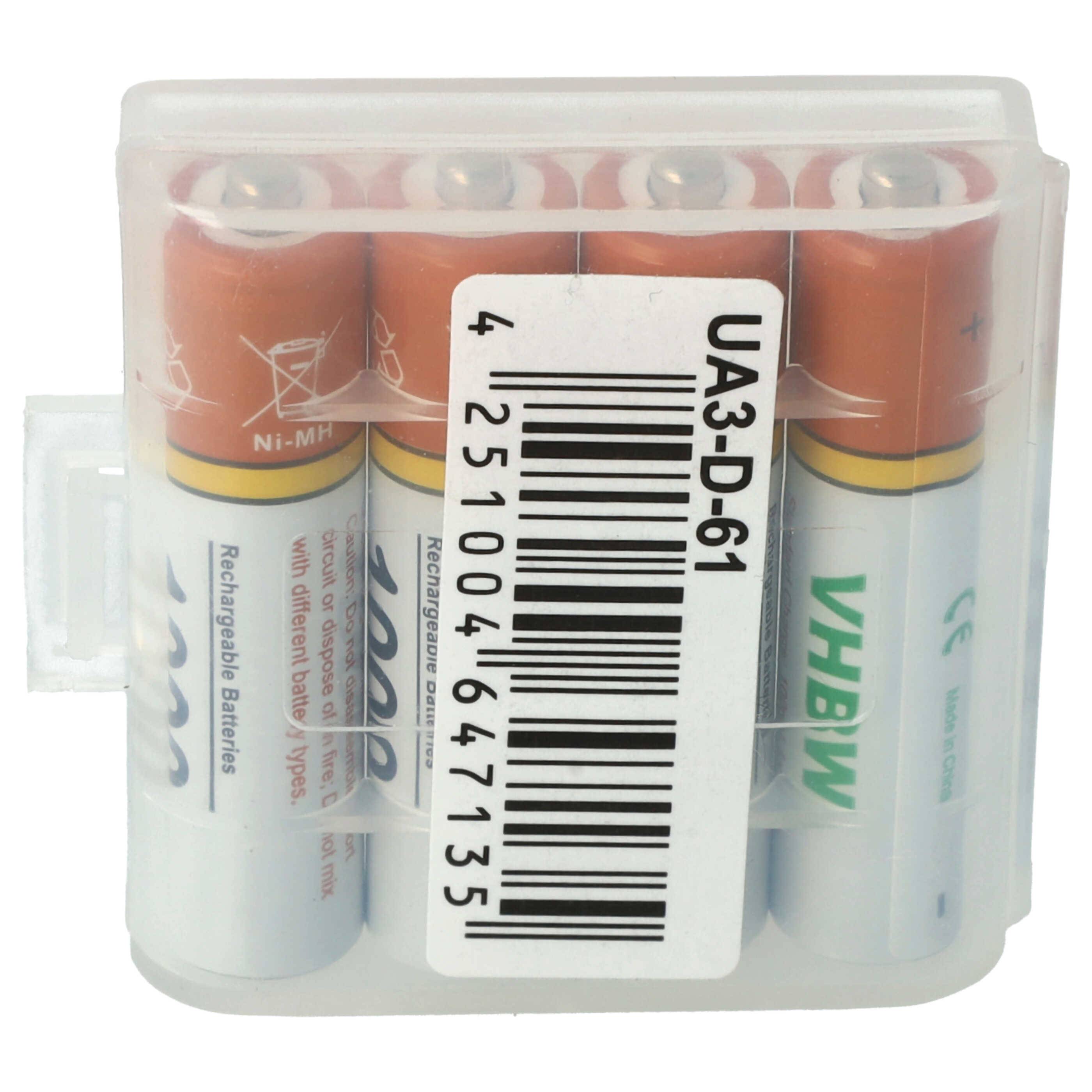 vhbw 4 x AAA, Micro, R3, HR03 Akku 1000mAh kompatibel mit Siemens Gigaset E310, E310H, E550, E550H, E630, E630A Go, E630HX.