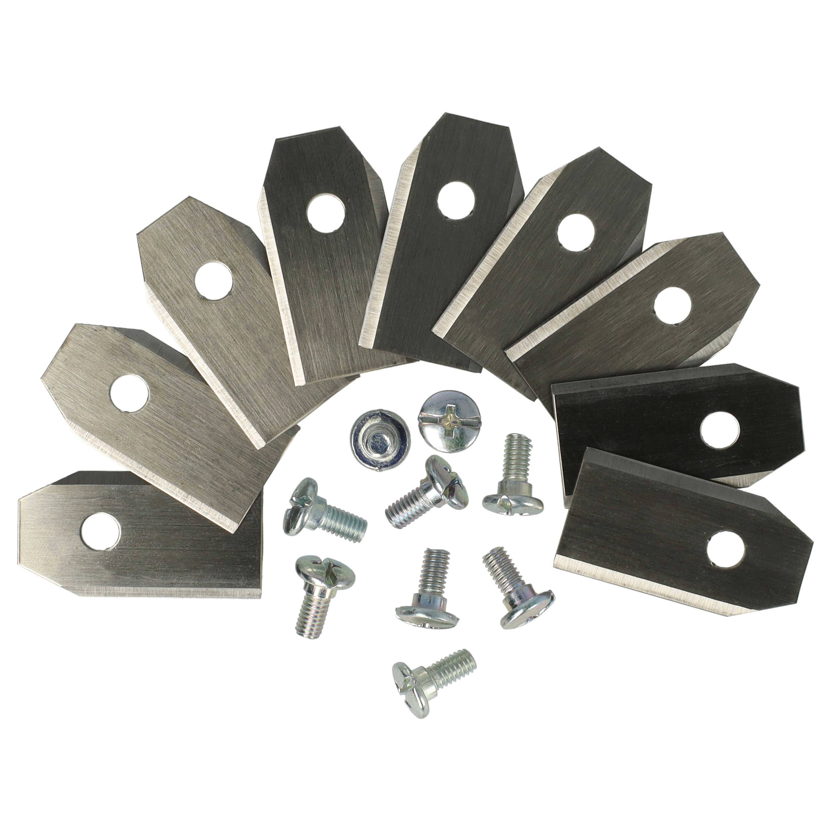 vhbw 9x Ersatz-Messer kompatibel mit Herkules G-Force 1000, 1500, 2500 Rasenmäher - Ersatzklinge, Silber, Stahl