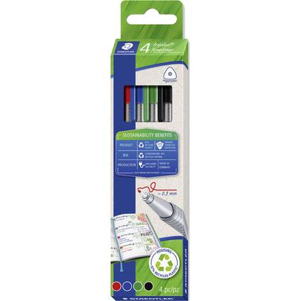 STAEDTLER Fineliner triplus Eco+ Edition, 4er Kartonetui