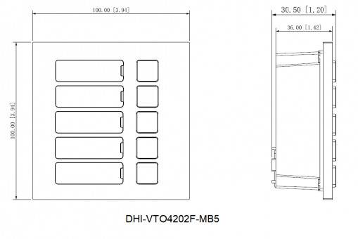 Dahua - VTO4202F-MB5 - 5 Knopf Modul, - 5 Klingel / 5 Knopf Modul - Material: Aluminium - IP65, IK07