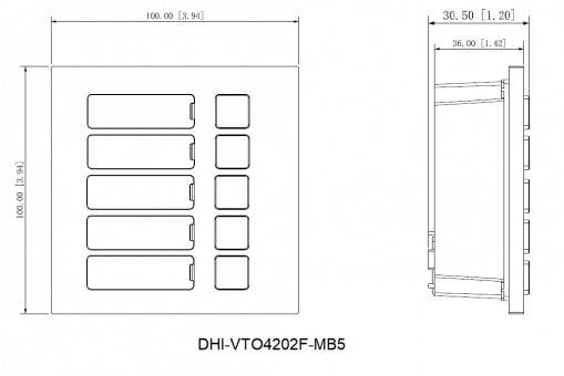 Dahua - VTO4202F-MB5 - 5 Knopf Modul, - 5 Klingel / 5 Knopf Modul - Material: Aluminium - IP65, IK07